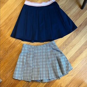 Wonder Nation Navy and Gray Plaid Skater Skirts